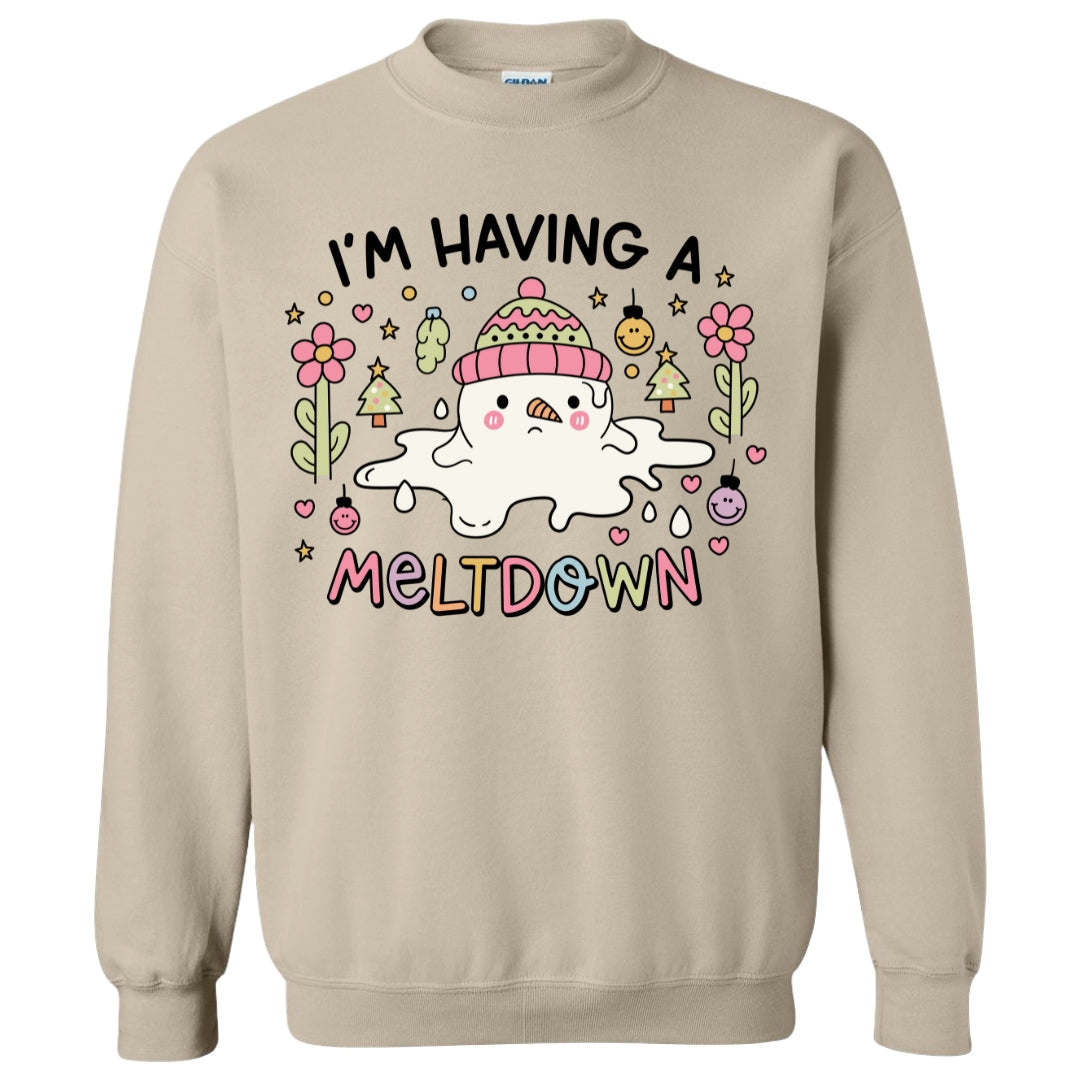 I'm Having A Meltdown Snowman Holiday Crewneck Sweatshirt
