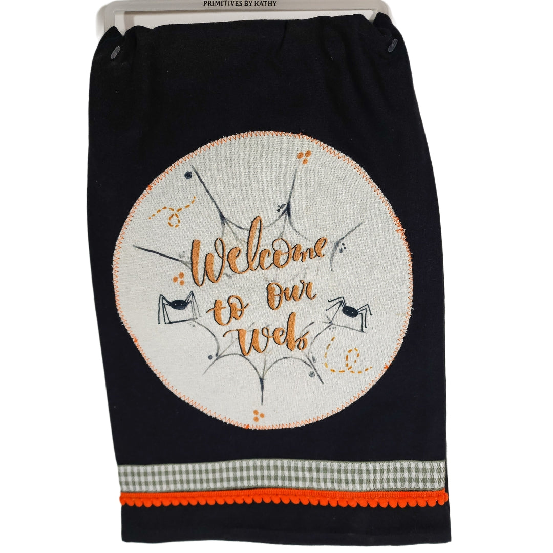 "Welcome To Our Web" Halloween Dish Towel