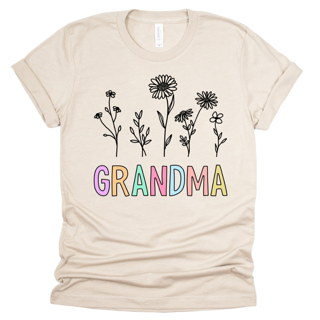 Grandma Blooming Flowers T-Shirt