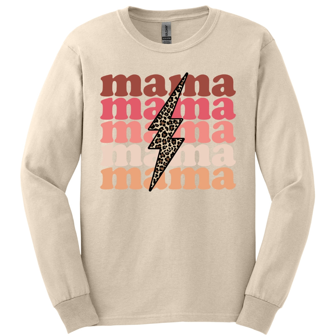 Mama Cheetah Lightning Bolt Long Sleeve Shirt