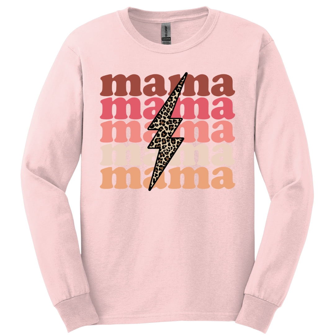 Mama Cheetah Lightning Bolt Long Sleeve Shirt