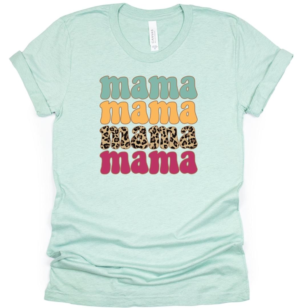 Mama Patterned Leopard Accent T-Shirt