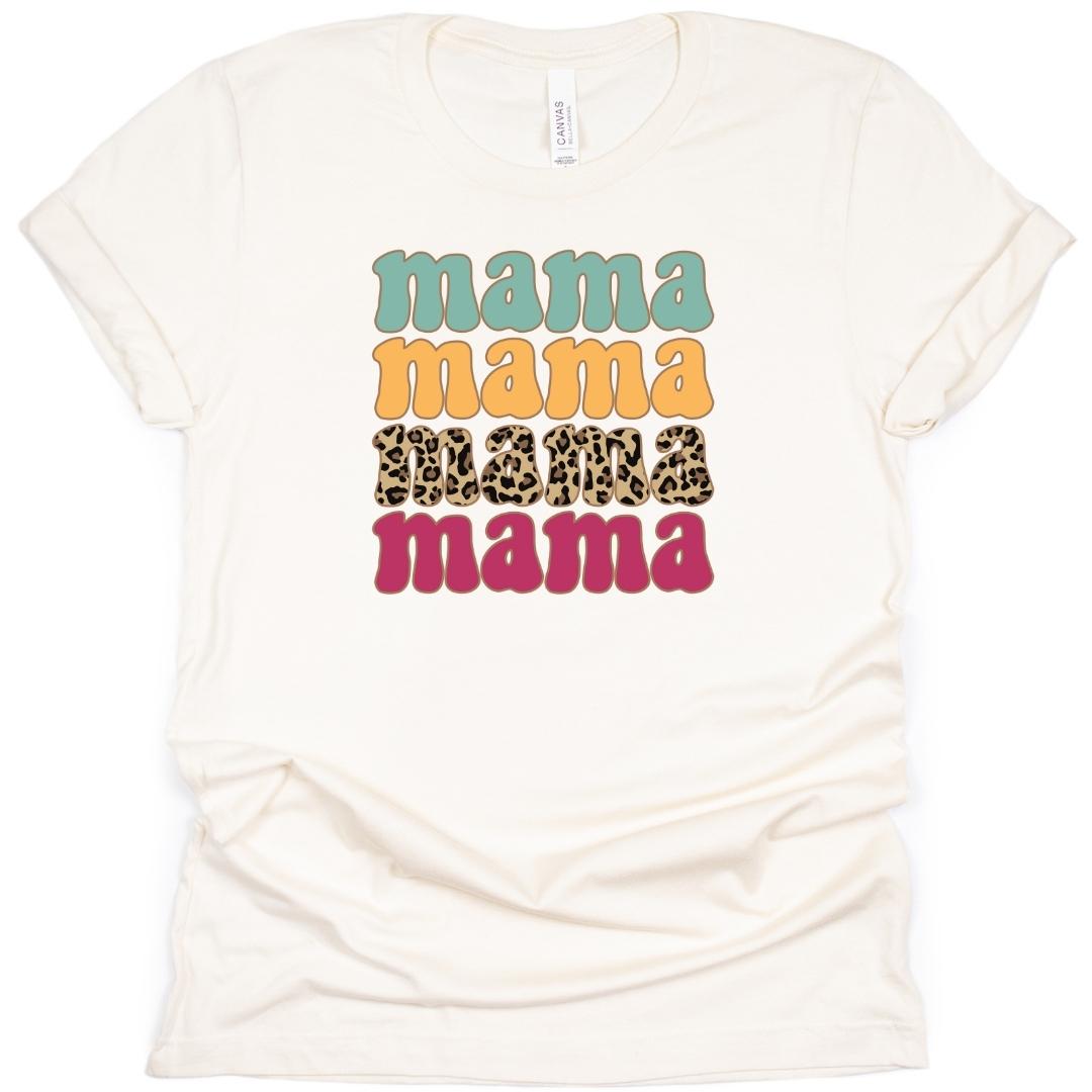 Mama Patterned Leopard Accent T-Shirt