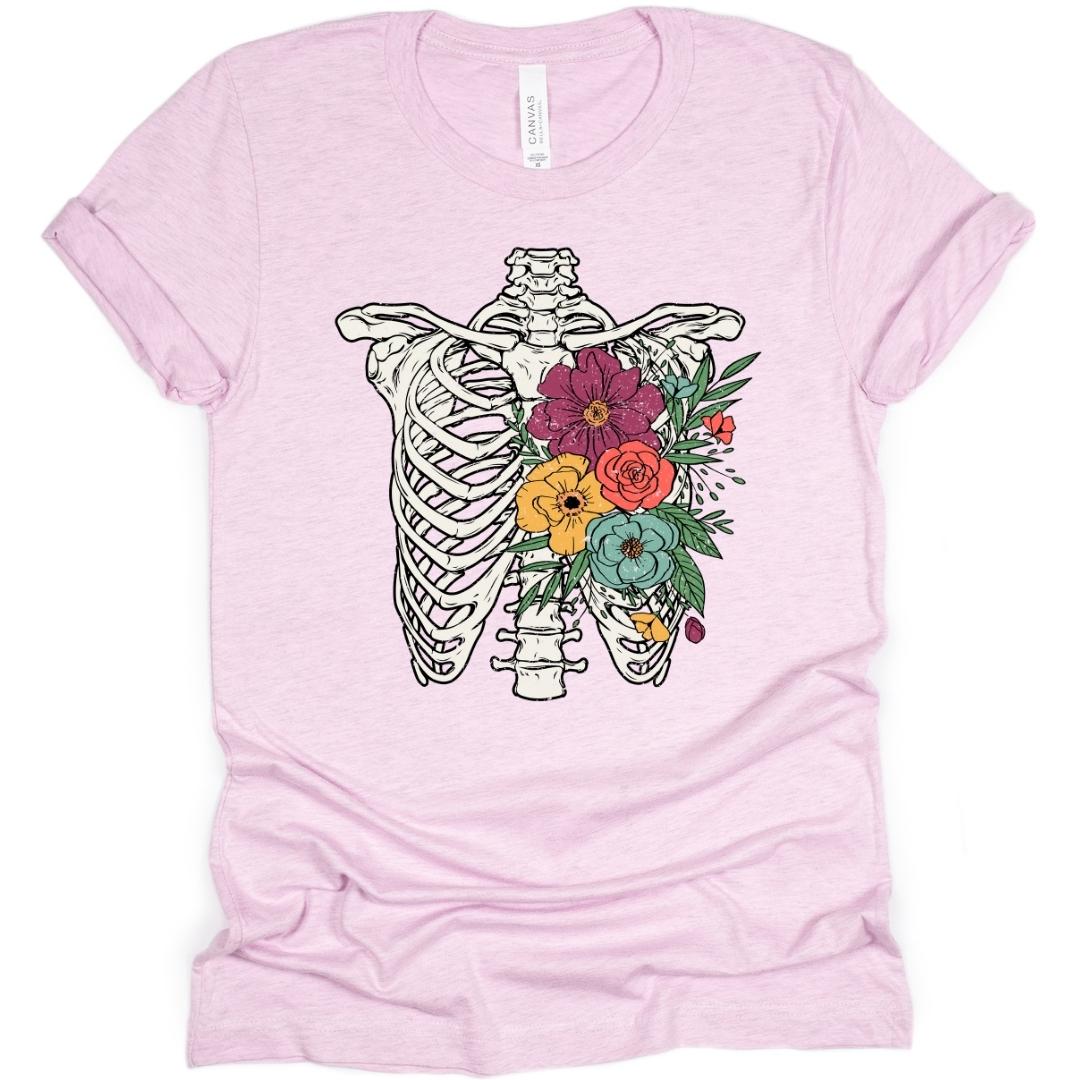 Floral Rib Cage Adult T-Shirt